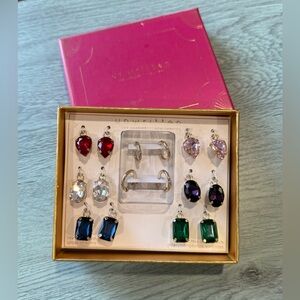 UNWRITTEN Earrings 14K Gold Plated Glass Charms Interchangeable Mix & Match NIB
